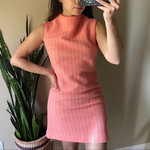 VINTAGE 1970s Algo-Ettes Petite Collection, Bubblegum Pink Dress, Mock Neck - Picture 13 of 13